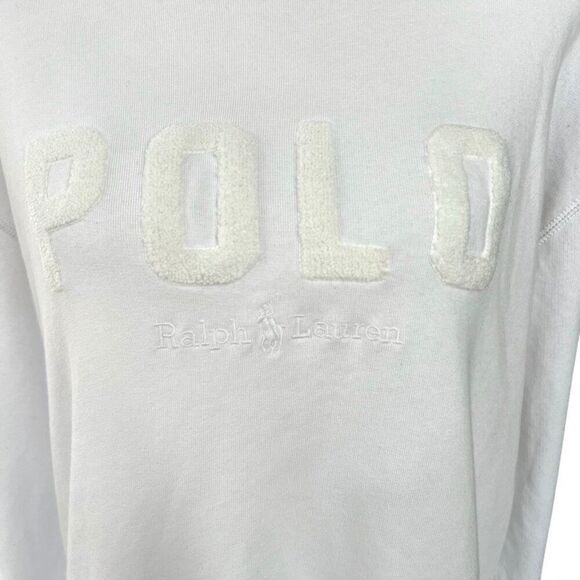 Polo Ralph Lauren French Terry Raised Logo Crewneck Sweatshirt White Size M - Picture 4 of 8